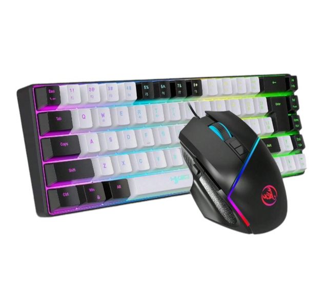 HXSJ - Gaming Keyboard &amp; Mouse Set With Luminous Backlighting - White/Black