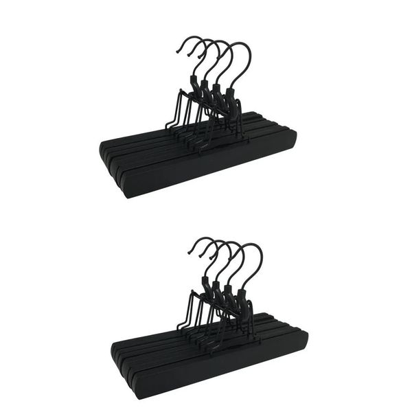 High-Grade Wooden Hangers Set Of 8 Black