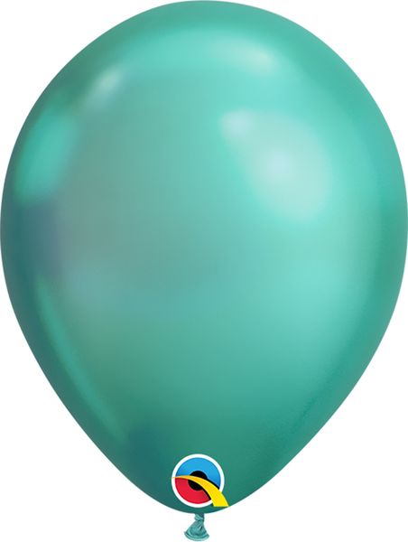 7 Inch Latex Rnd Chrome Green Air Filled