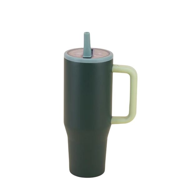 Insulated Tumbler with Handle and Flip Straw