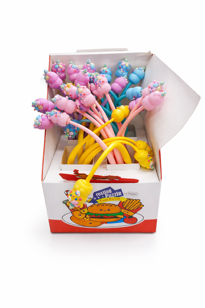 Cute Kids Topper Flexible Pen - Fun Writing Pen -36 Black Ink Pens