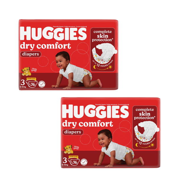 Huggies Dry Comfort - Size 3 (6-10kg) Jumbo Pack - 2 x76 Nappies
