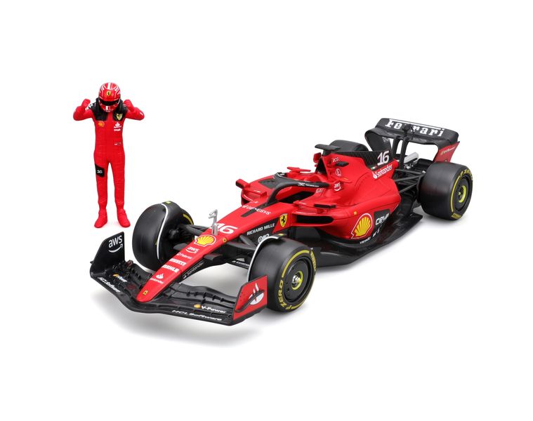 Bburago 1/24 Ferrari F1 SF-23 with figure - #16 Charles Leclerc (25cm Long)