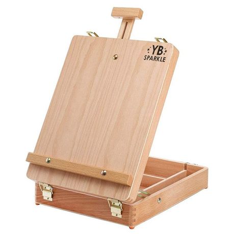 YB Sparkle - Wooden Desktop Easel Storage Box for Art Supplies