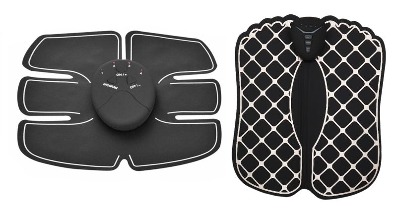 EMS Six Pack Electric Shock Trainer and Foot Detox and Massager Mat Bundle