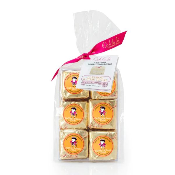 Saffron &amp; Rose Petal Artisan Marshmallows In White Chocolate (6 Piece) x 2