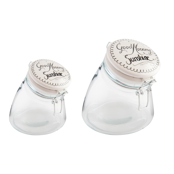 Homemade Glass Jar with Clip Top Lid Set of 2 - 1.2ltrs &amp; 1.8ltrs