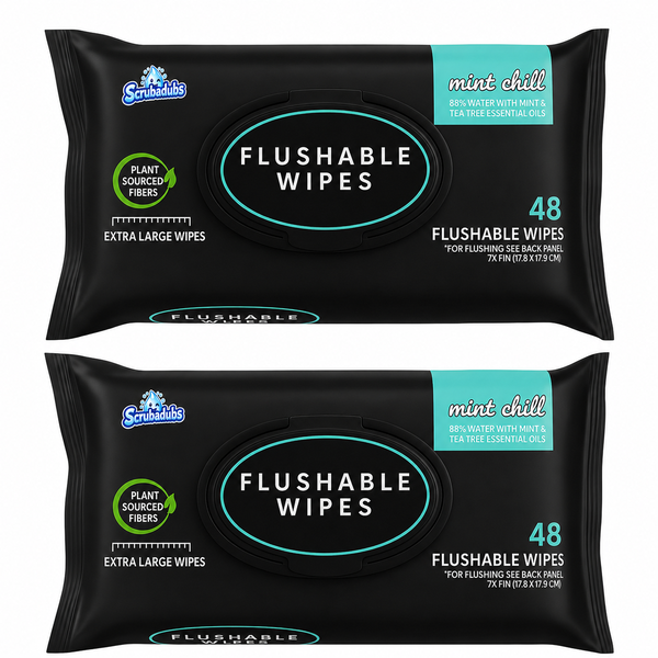 Scrubadubs Eco-Flushable XL Wet Wipes - Mint Chill - Septic Safe - 2 Pack