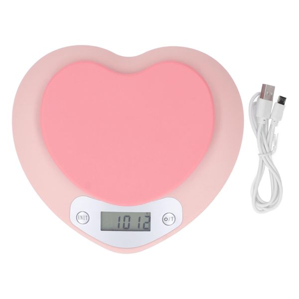 1g Accuracy Digital Kitchen Scale 5kg Heart Shape Rechargeable Food Scale