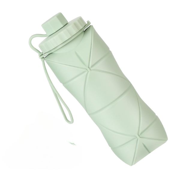 Portable Collapsible Silicone Travel Sports Water Bottle 600ML,Green