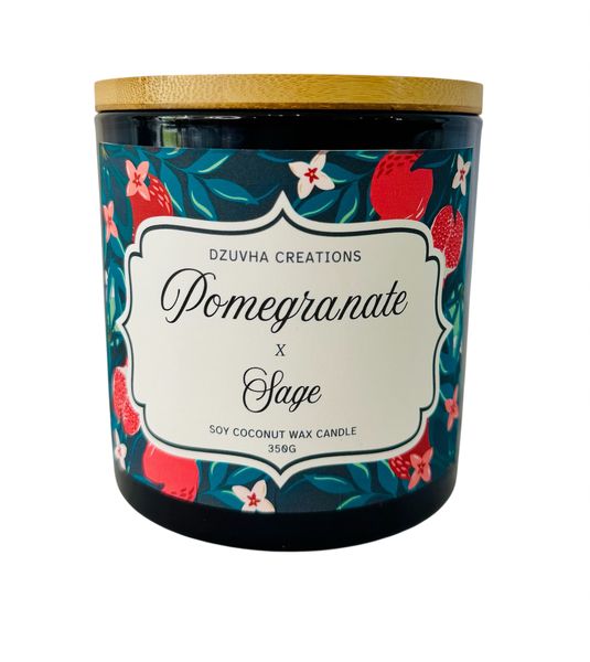 Pomegranate and Sage - Soy Wax Scented Candle - 350g