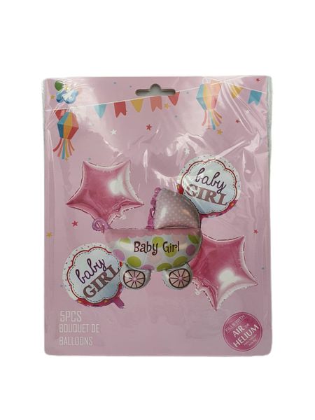 Pink Baby Shower Balloon Bouquet- 5 Pieces