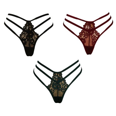 Women's Lace Thong Strappy Underwear G-String T-Back Panties Pack of 3 |  Shop Today. Get it Tomorrow! | takealot.com