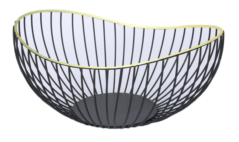 Continental Homeware Black Fruit Basket With Gold Ring