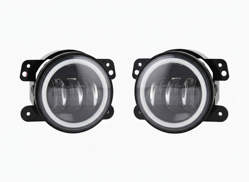 LED DRL Angel Eye Fog Light 9cm Waterproof for Jeep Wrangler JK Pair