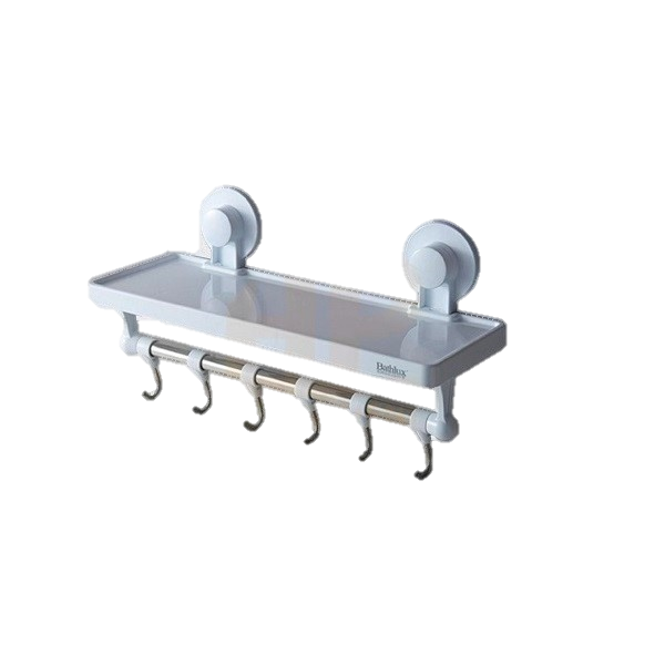 Bathlux Shelf With Hanging Hooks And Suction Cup