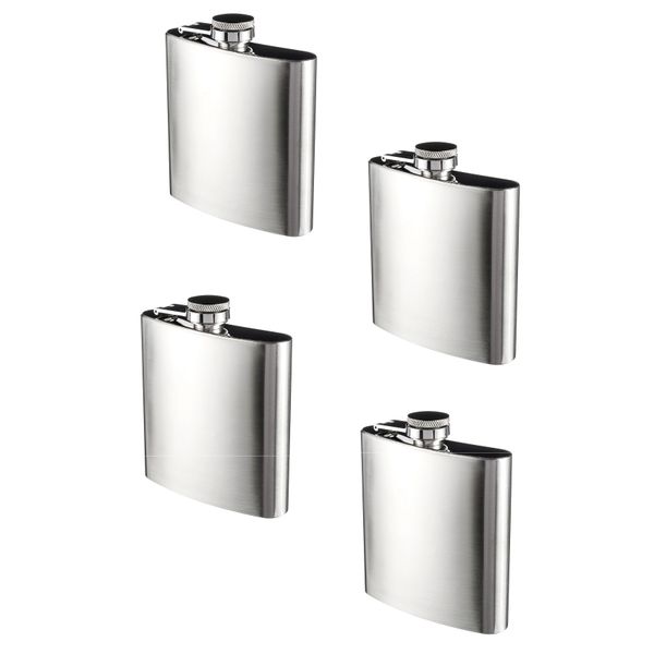 Hip Flask Silver Stainless Steel - 177ml in Gift Box (Set Of 6)