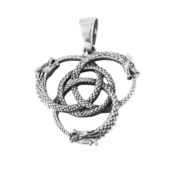 925 Silver Pendant Intertwined Dragons