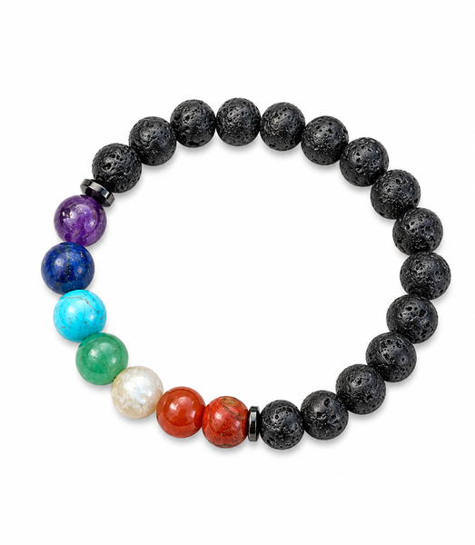 Hollly Crystals - 7 Chakra Lava Rock Bracelet 8mm
