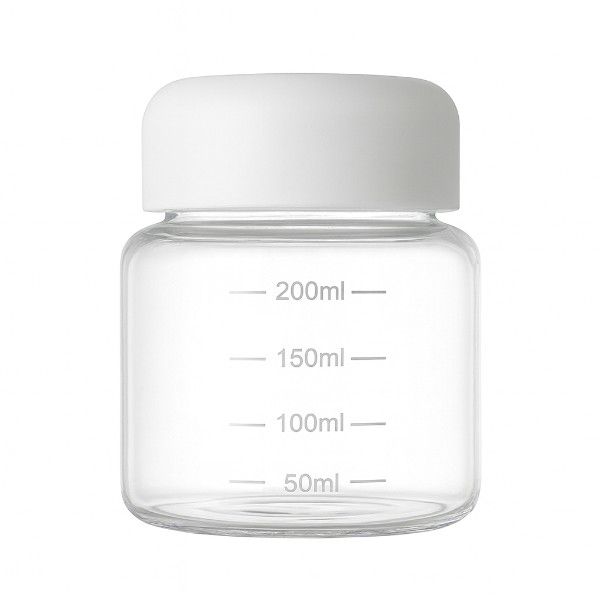 300ml Mini Heat-Resistant Milk Cup with White Lid - Transparent
