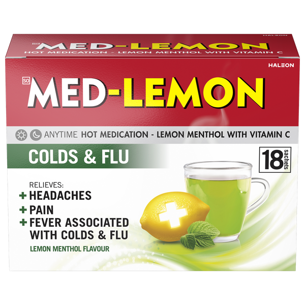 Med-Lemon Hot Medication Lemon Menthol With Vitamin C 18 Sachets