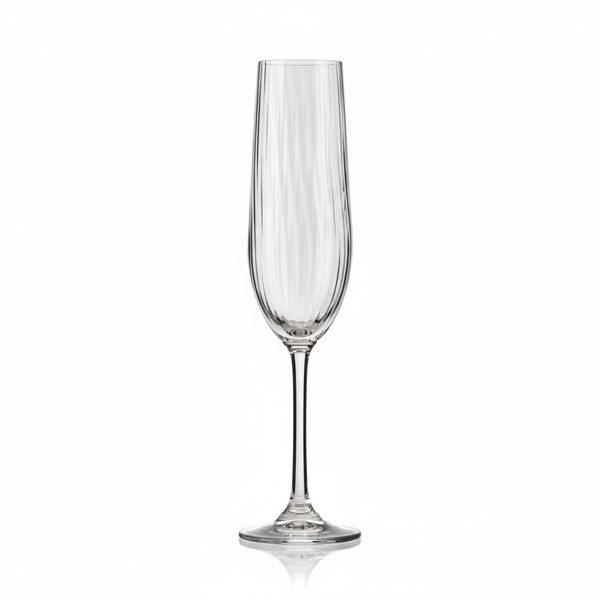 Crystalex Waterfall Crystal Optic Champ Flute 190ml - Set of 6