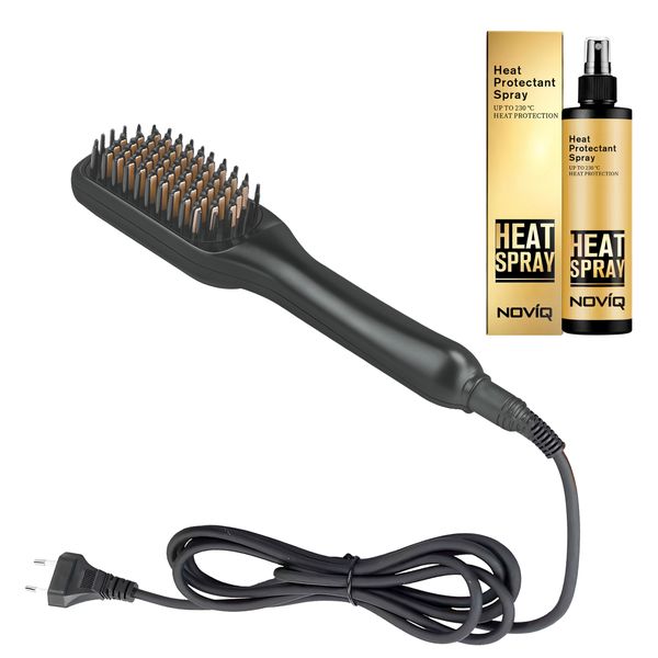 ENZO Fast Heating Ceramic Brush for Smooth Styling + NOVIQ Heat Spray 250ml