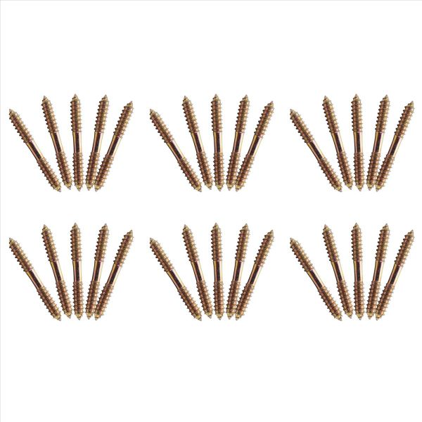 M8 x 70mm Double Ended Wood to Wood Furniture Fixing Dowel Screw 30Pcs