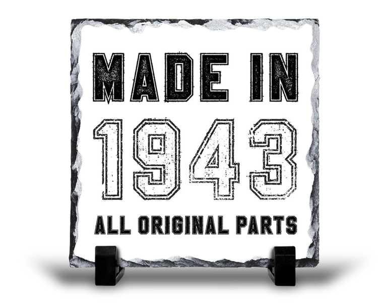 Made In 1943 All Original Parts 80th Birthday For Him Gift Rock Slate