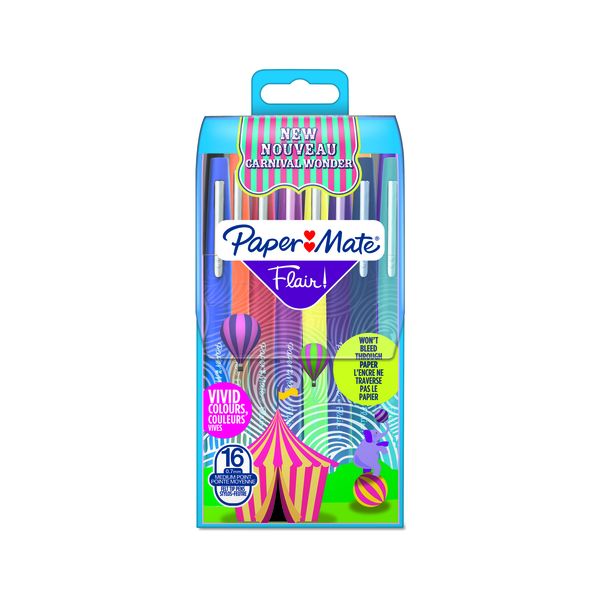 PAPER MATE Flair Carnival Medium 0.7mm 16 Assorted Markers