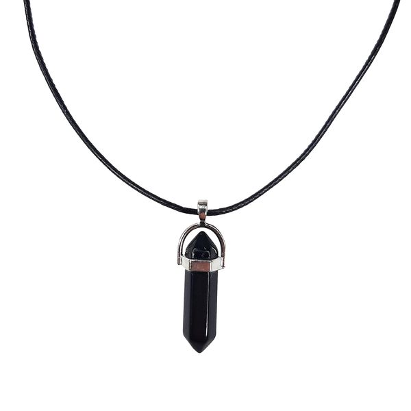 Earth Stone Collection - Bullet Onyx Crystal Stone Necklace
