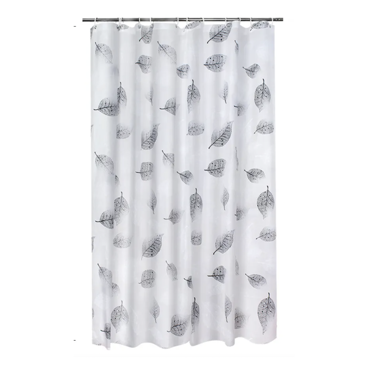 Grey Leaf Premium Shower Curtain & Hooks 180 x 180cm Shop Today