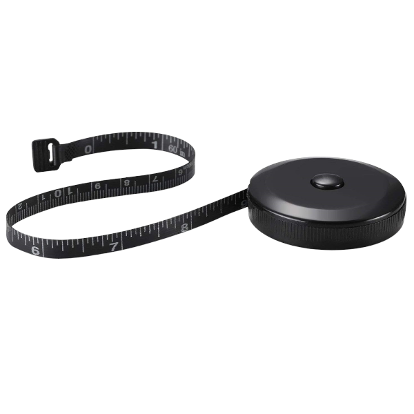Retractable Double-Sided Body Measuring Tape - Black (150 cm/60 in)