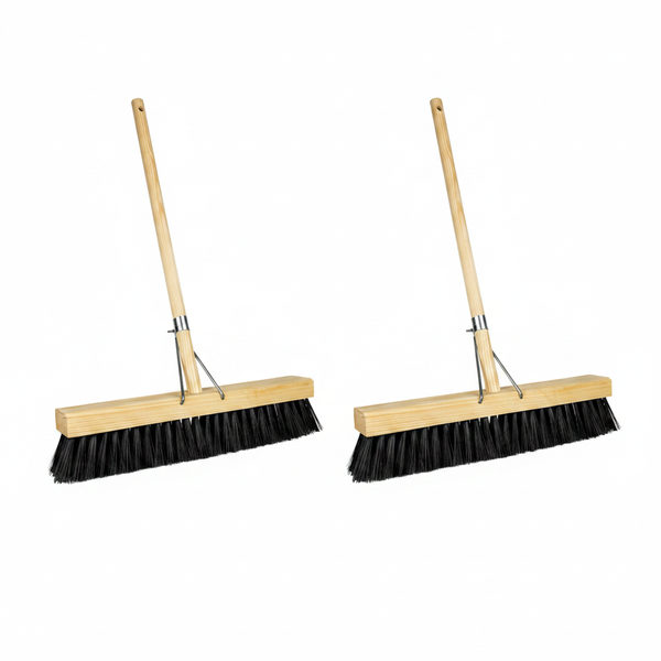 24 Inch Soft Bristle Broom with Wooden Handle for Indoor - 2 Pack