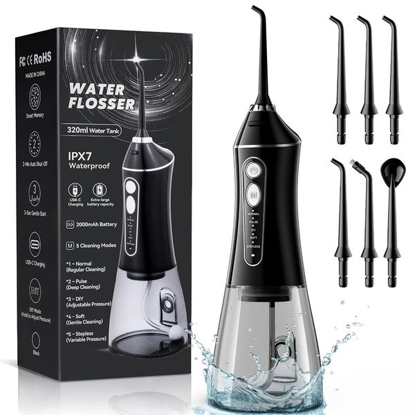 Water Flosser for Teeth Cleaning and Flossing, 5 Modes for Home and Travel