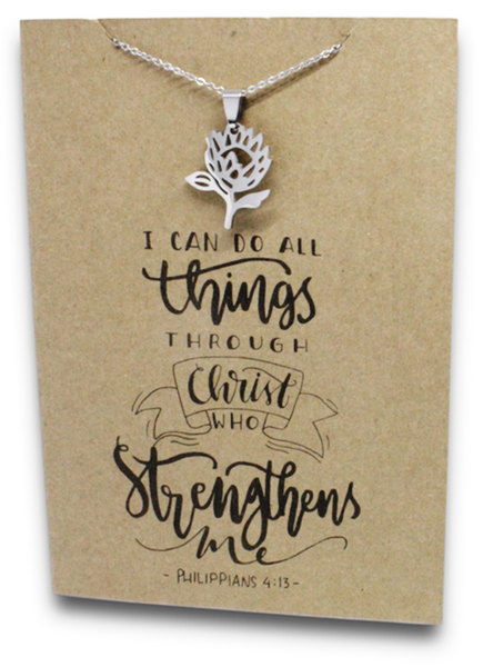 Stainless Steel Necklace On Message Card -Protea