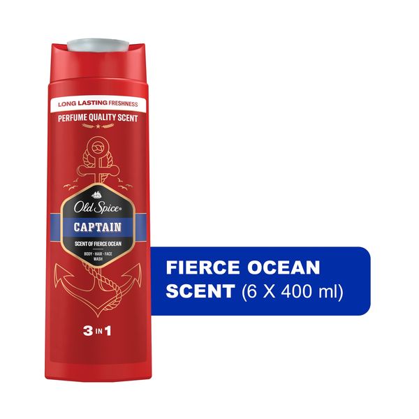 Old Spice 3-in-1 Hair &amp; Body Shower Gel Captain - 6 x 400ml