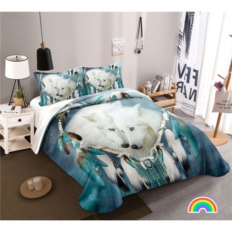 3d Printed Wolf Turquoise Duvet Cover, Wolf Duvet Cover South Africa