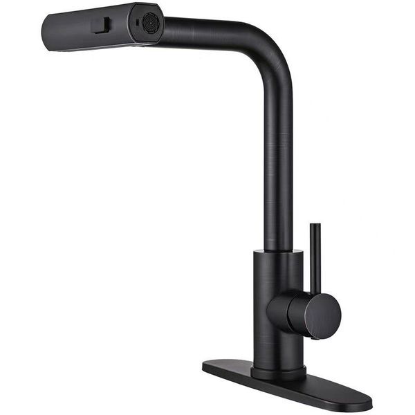 Pull-Out Kitchen Faucet with 4 Spray Modes 360 Swivel Waterfall Mixer Tap