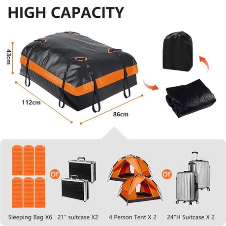 Waterproof Car Roof Luggage Bag Carrier Bag 112x86x43cm Orange