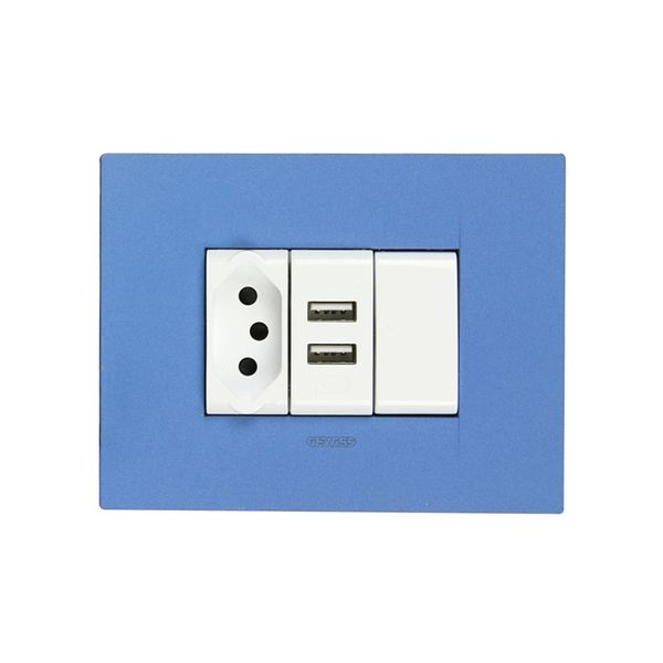 GEWISS - Geo Sea Blue 16A SA Switch Socket With 2.1A USB Port Chorus