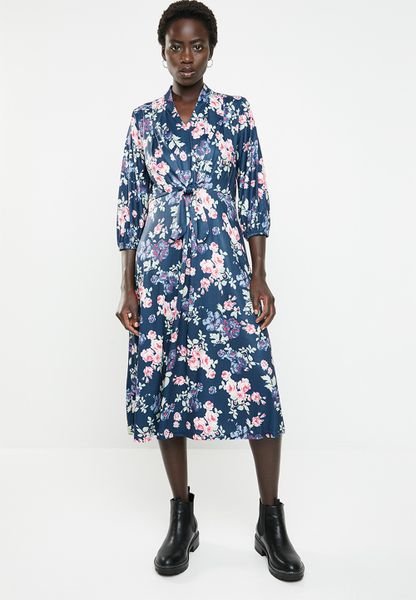 Women's Revenge Floral Wrap Dress - Navy