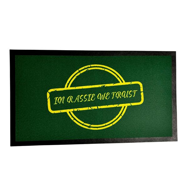In Rassie We Trust Bar Mat