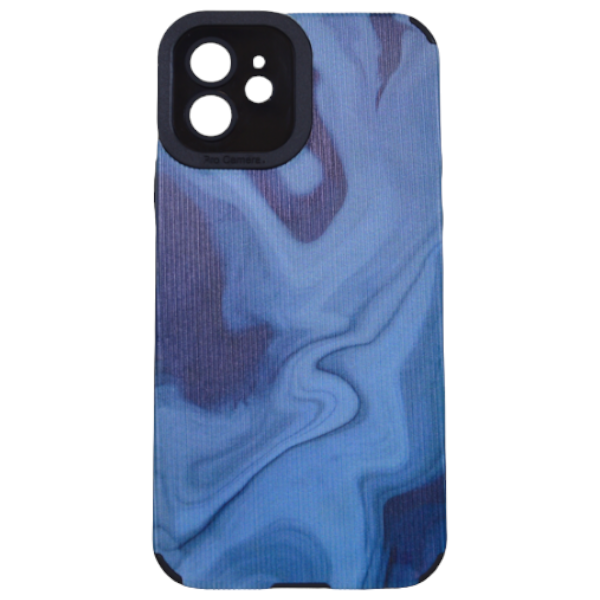 High Quality Tie Dye Design Phone Cover for iPhone 12 - Black/Blue