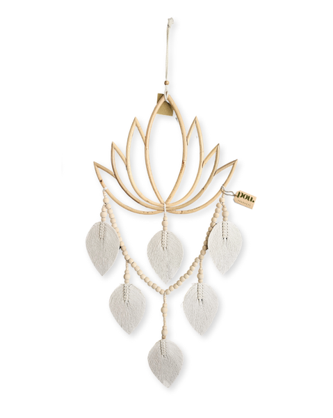 Bali Handmade White Lotus Bamboo Wall Art - Medium Size