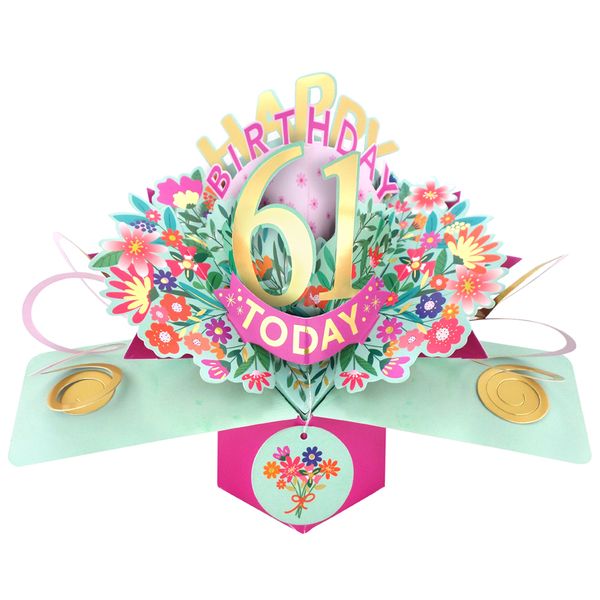 Happy 61st Birthday 3D Pop Up Card - Female