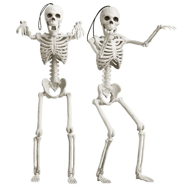 Hanging Poseable Halloween Skeleton (41cm) Set of 2