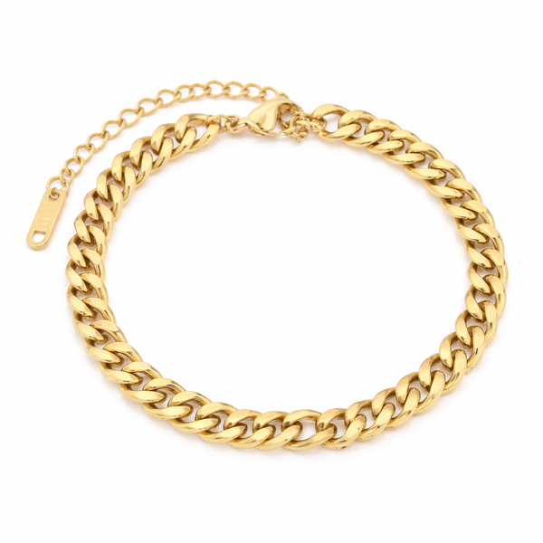 Vixen Gold Cuban Link Bracelet - Stainless Steel, 14K Gold Plated