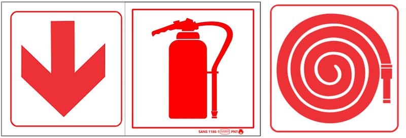 Fire Extinguisher and Hose Reel Sign 19x19cm - 3 Pack