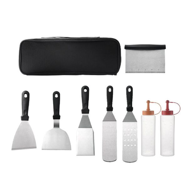 8 Piece Stainless Steel BBQ Grill Accessories Tool Kit with Carrying Bag